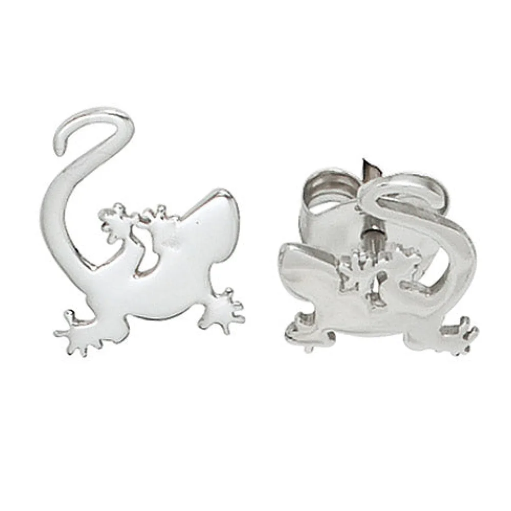 Kinder Ohrstecker Gecko 925 Sterling Silber rhodiniert Ohrringe Kinderohrringe