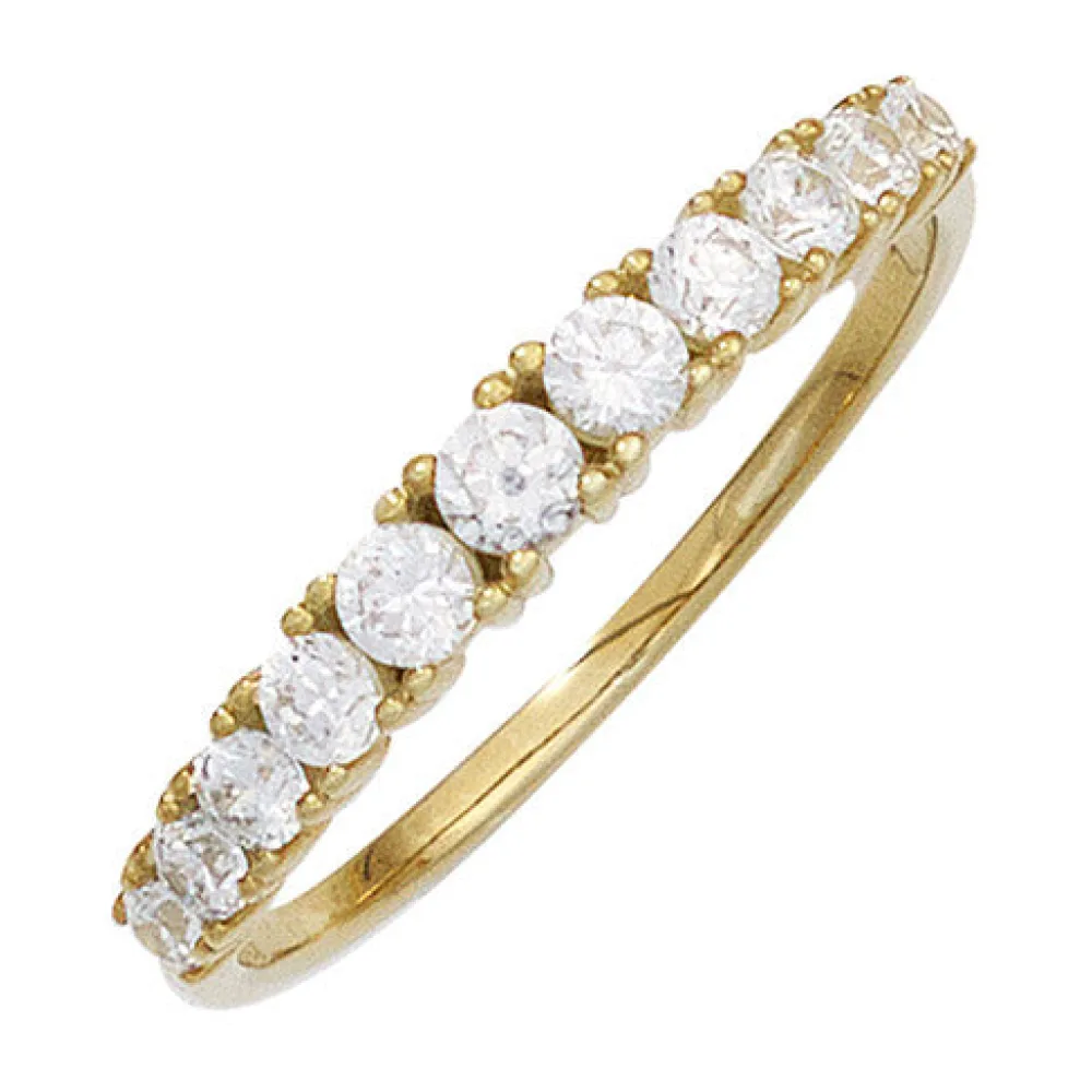 Damen Ring 333 Gold Gelbgold 11 Zirkonia Goldring-56