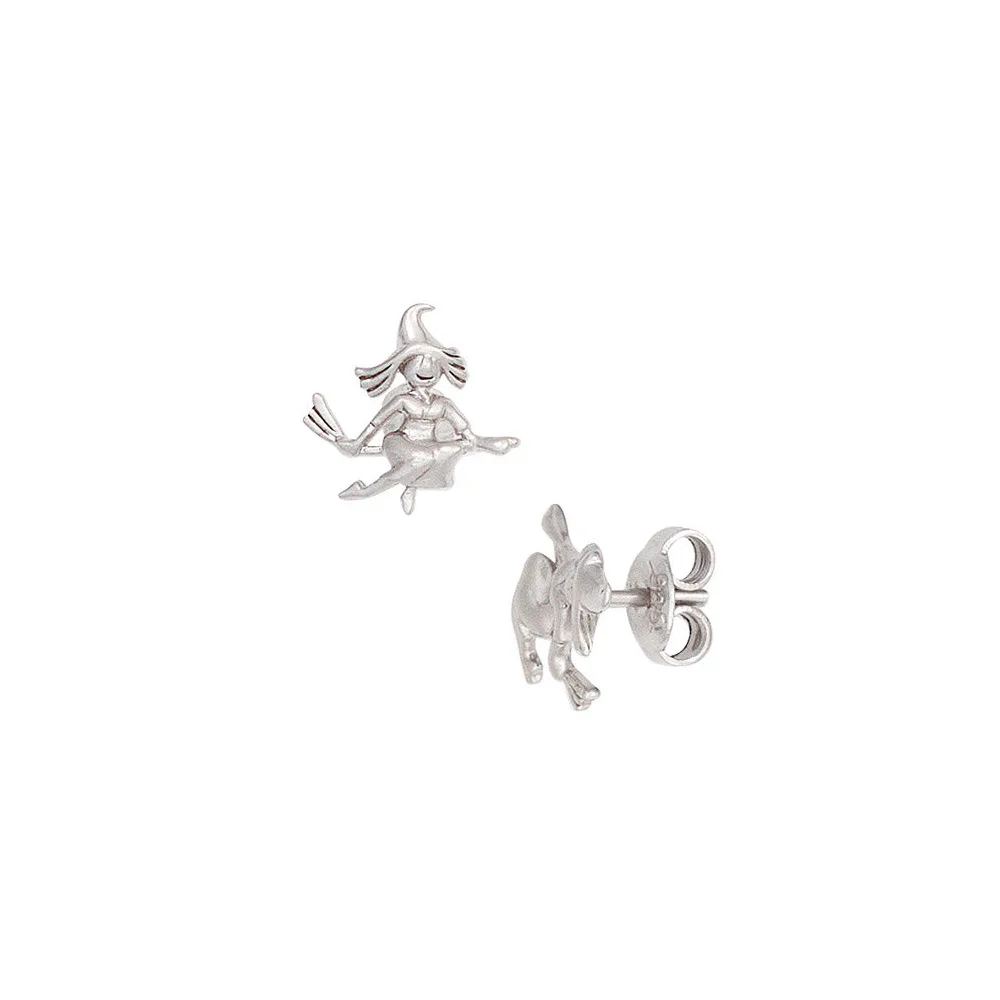 Kinder Ohrstecker Hexe 925 Sterling Silber mattiert Ohrringe Kinderohrringe