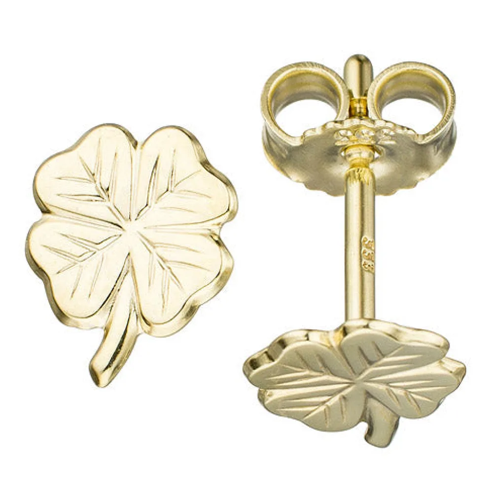 Kinder Ohrstecker Kleeblatt 333 Gold Gelbgold Ohrringe Kinderohrringe