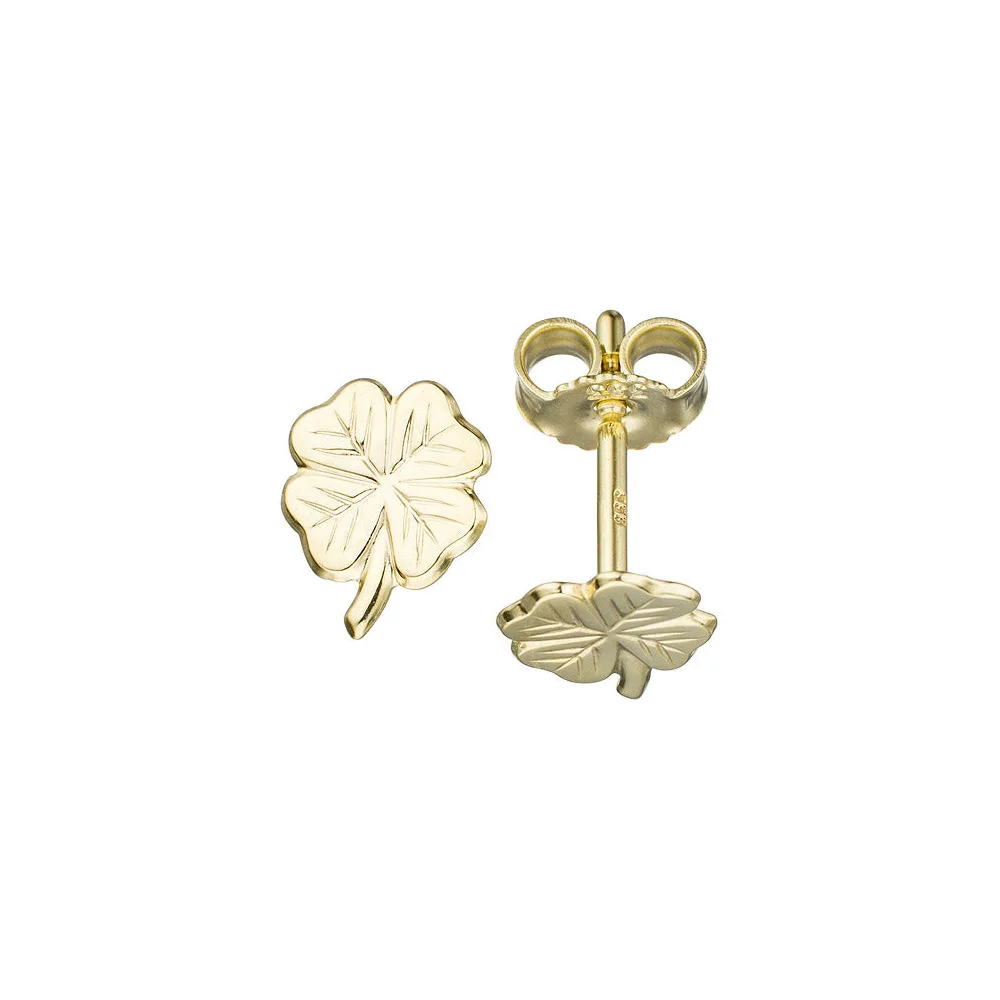 Kinder Ohrstecker Kleeblatt 333 Gold Gelbgold Ohrringe Kinderohrringe