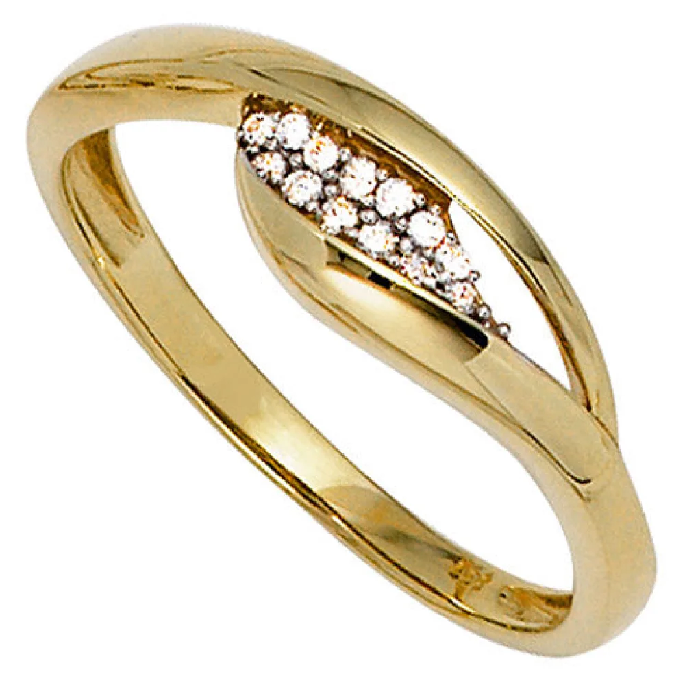 Damen Ring 333 Gold Gelbgold bicolor mit Zirkonia Goldring-58
