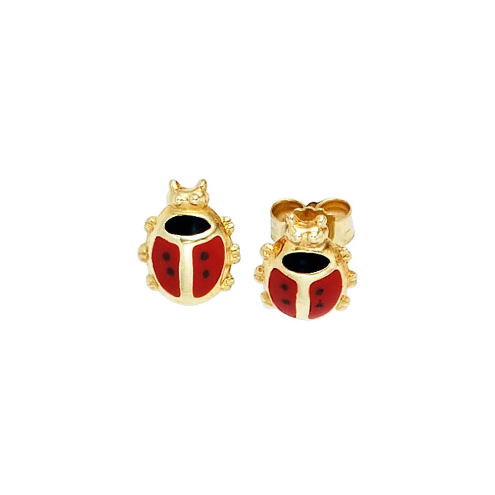 Kinder Ohrstecker Marienkäfer rot 333 Gold Gelbgold Ohrringe Kinderohrringe