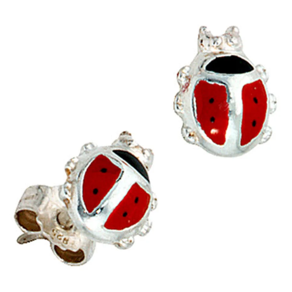 Kinder Ohrstecker Marienkäfer rot 925 Sterling Silber Ohrringe Kinderohrringe
