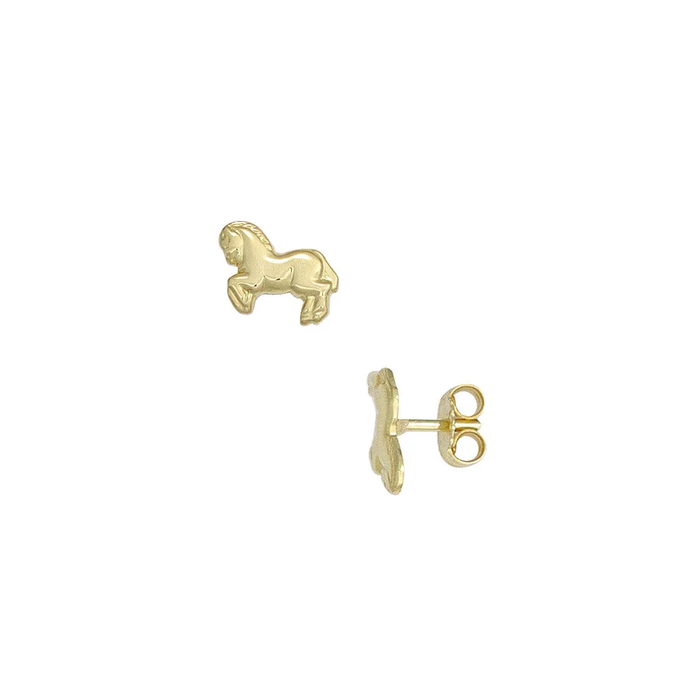 Kinder Ohrstecker Pferd Pferde 333 Gold Gelbgold Ohrringe Kinderohrringe
