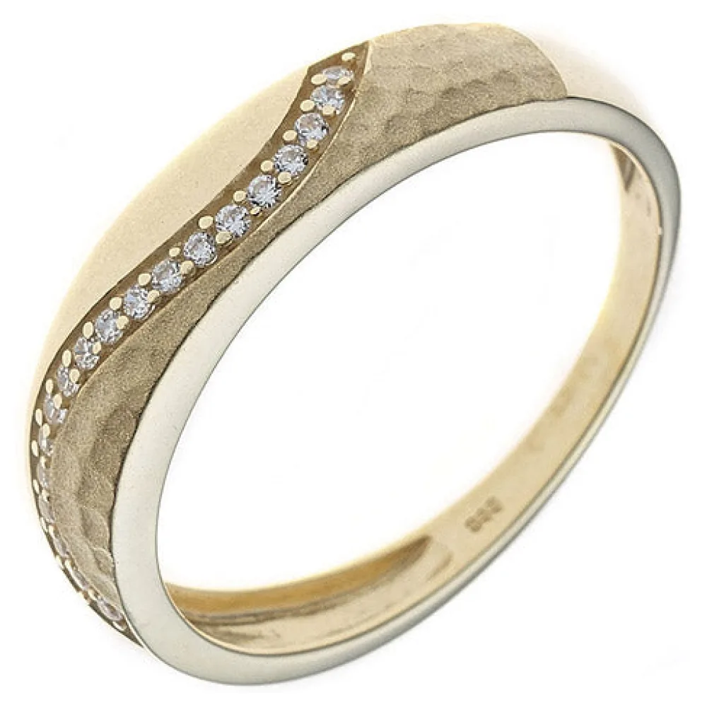 Damen Ring 333 Gold Gelbgold mattiert mit Zirkonia Goldring-56