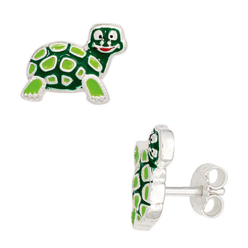 Kinder Ohrstecker Schildkröte grün 925 Sterling Silber Ohrringe Kinderohrringe