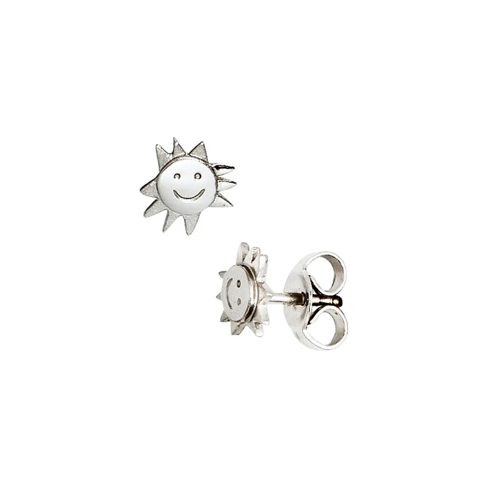 Kinder Ohrstecker Sonne 925 Sterling Silber mattiert Ohrringe Kinderohrringe