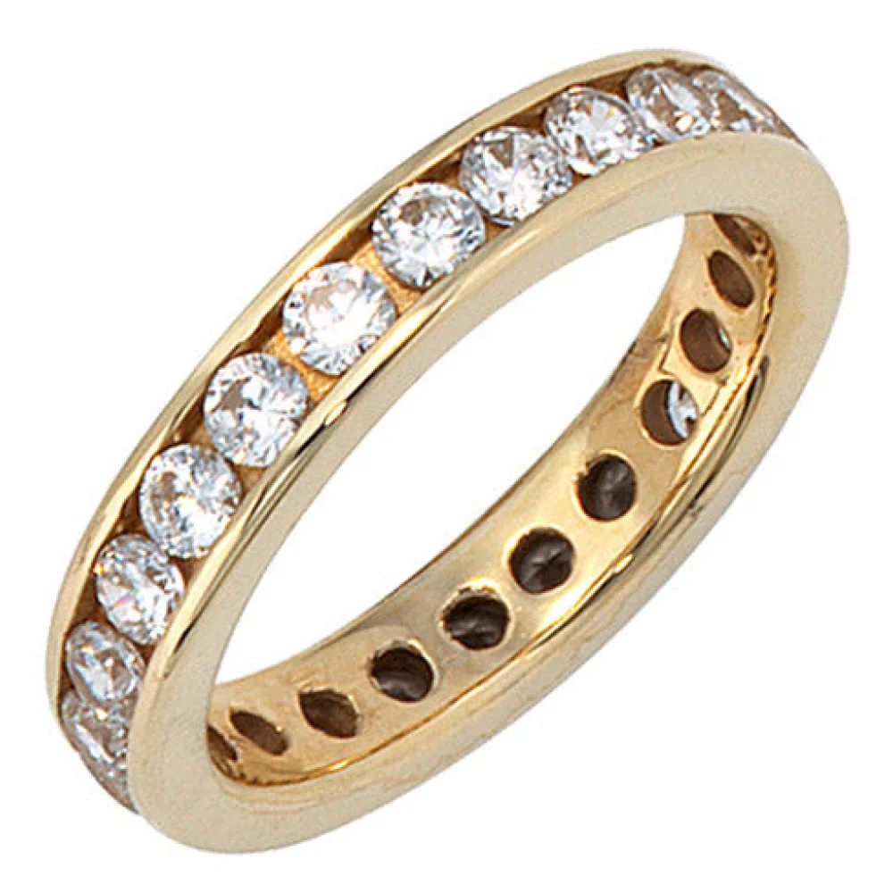 Damen Ring 333 Gold Gelbgold mit Zirkonia rundum Goldring-56
