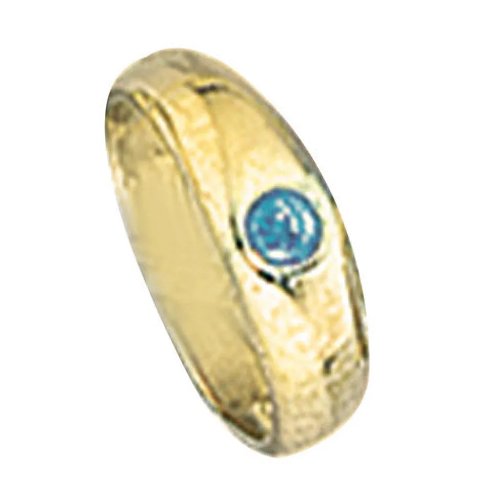 Kinder Taufring 333 Gold Gelbgold 1 blauer Safir Taufanhänger
