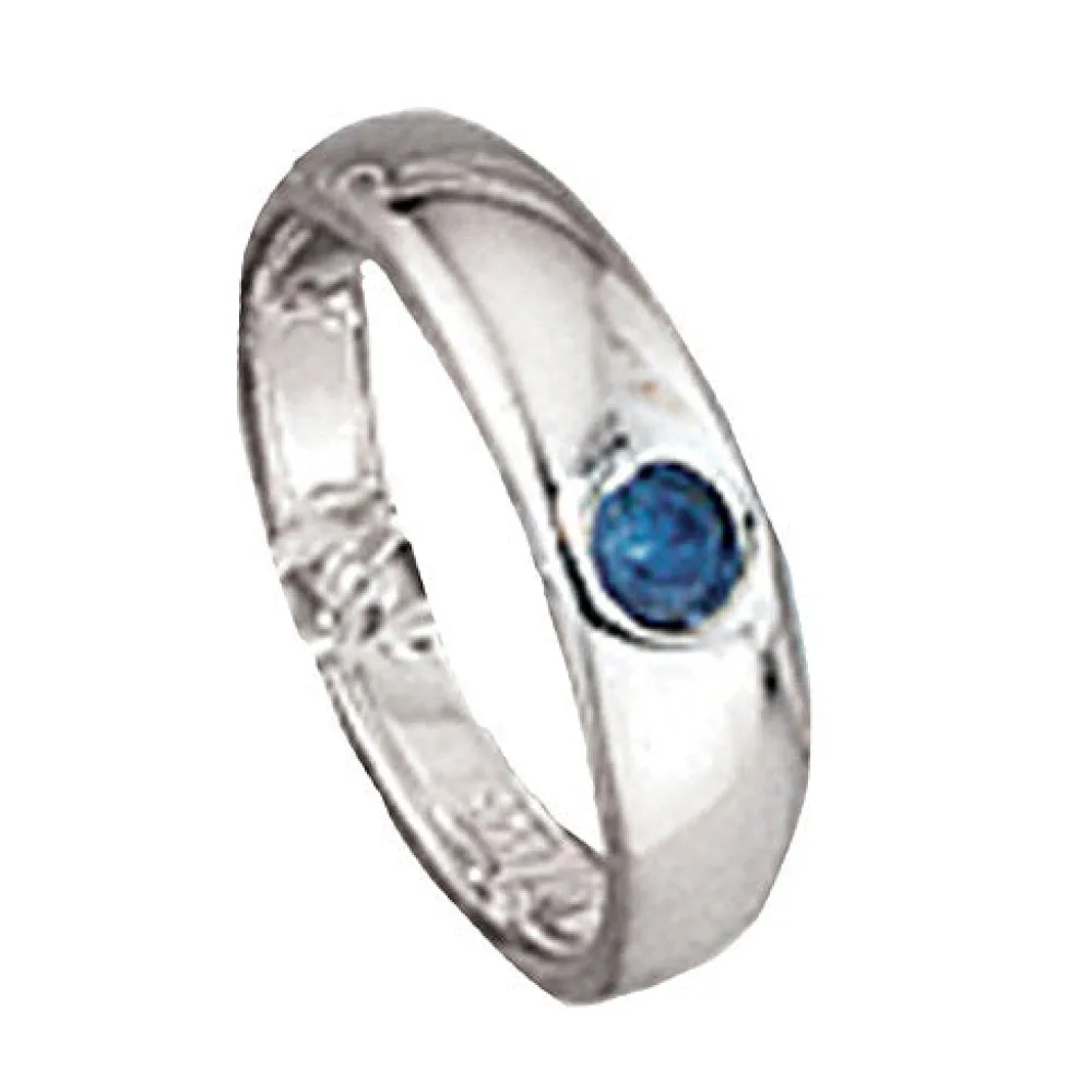 Kinder Taufring 925 Sterling Silber 1 blauer Safir Taufanhänger