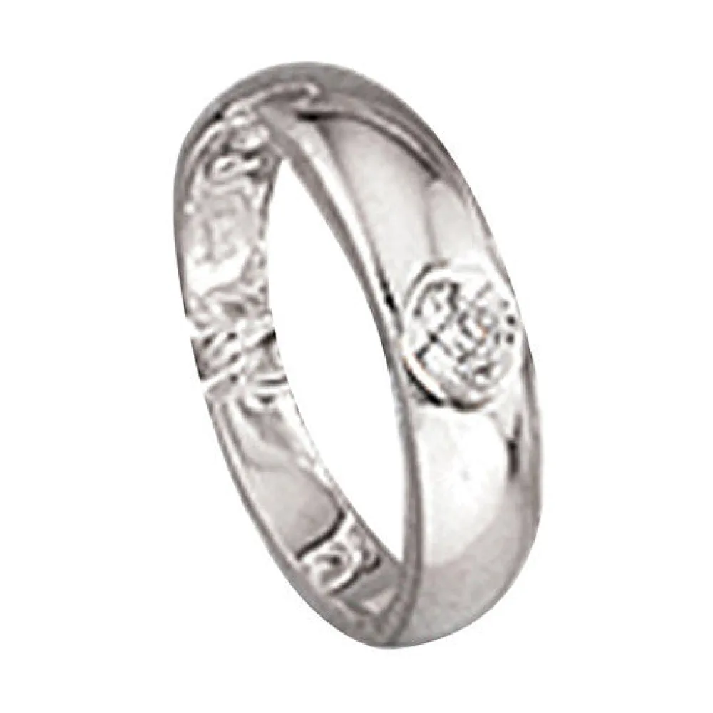 Kinder Taufring 925 Sterling Silber rhodiniert 1 Zirkonia Taufanhänger