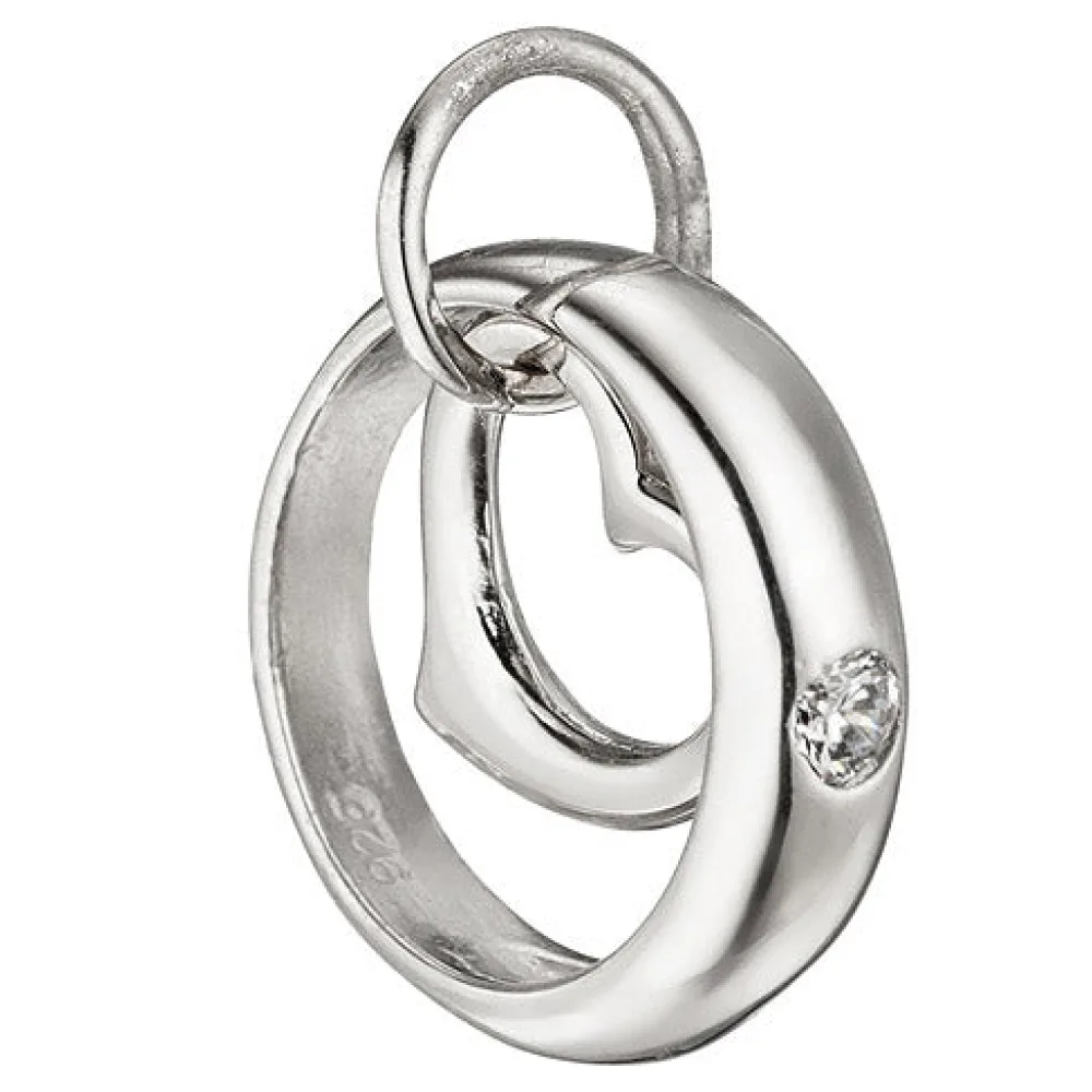 Kinder Taufring mit Herz 925 Sterling Silber 1 Zirkonia Taufanhänger