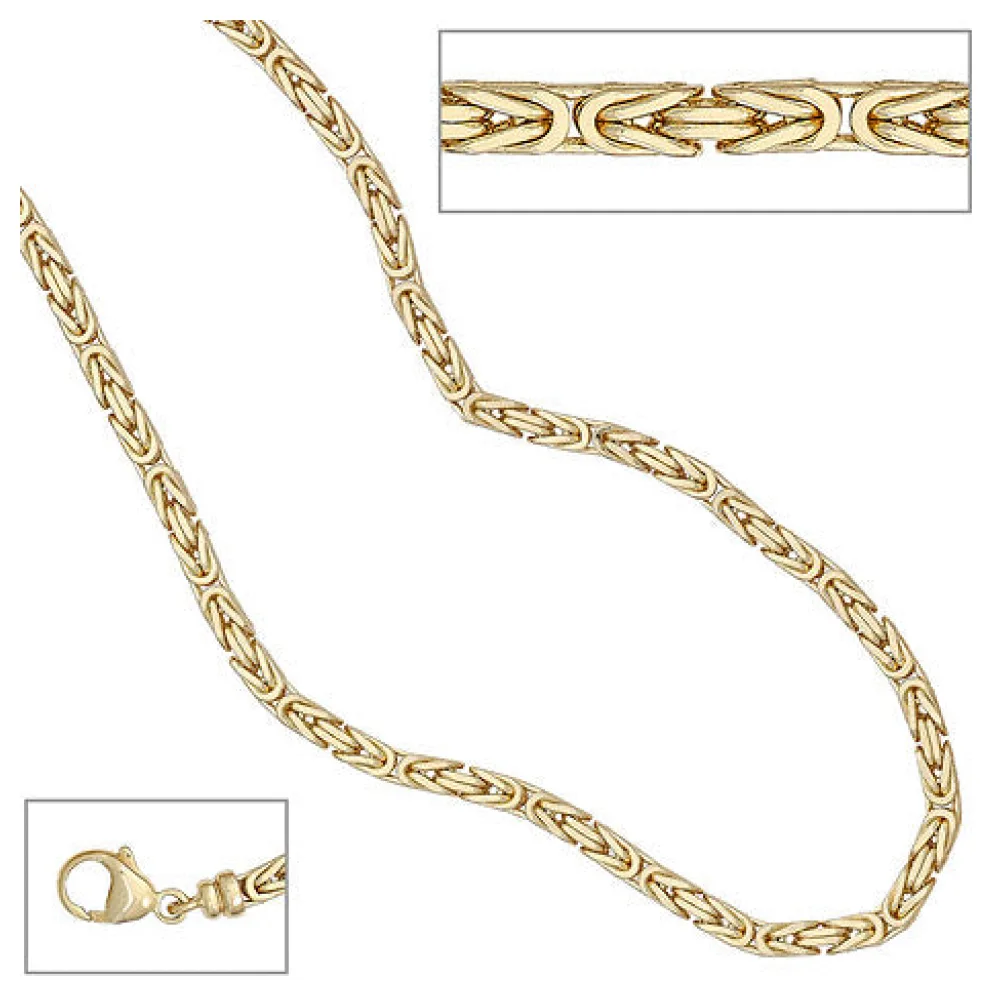 Königskette 333 Gelbgold 3 2 mm 42 cm Gold Kette Halskette Goldkette Karabiner