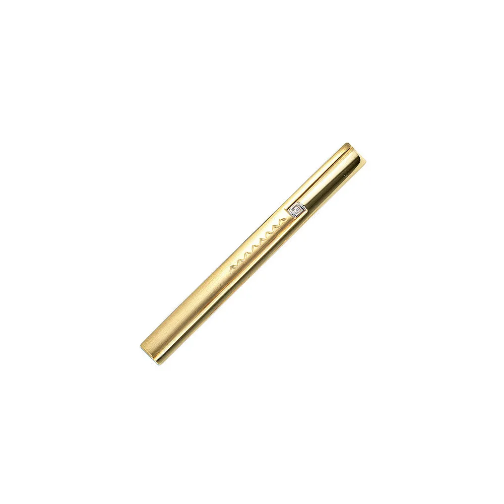 Krawattenschieber 333 Gold Gelbgold bicolor mattiert 1 Zirkonia