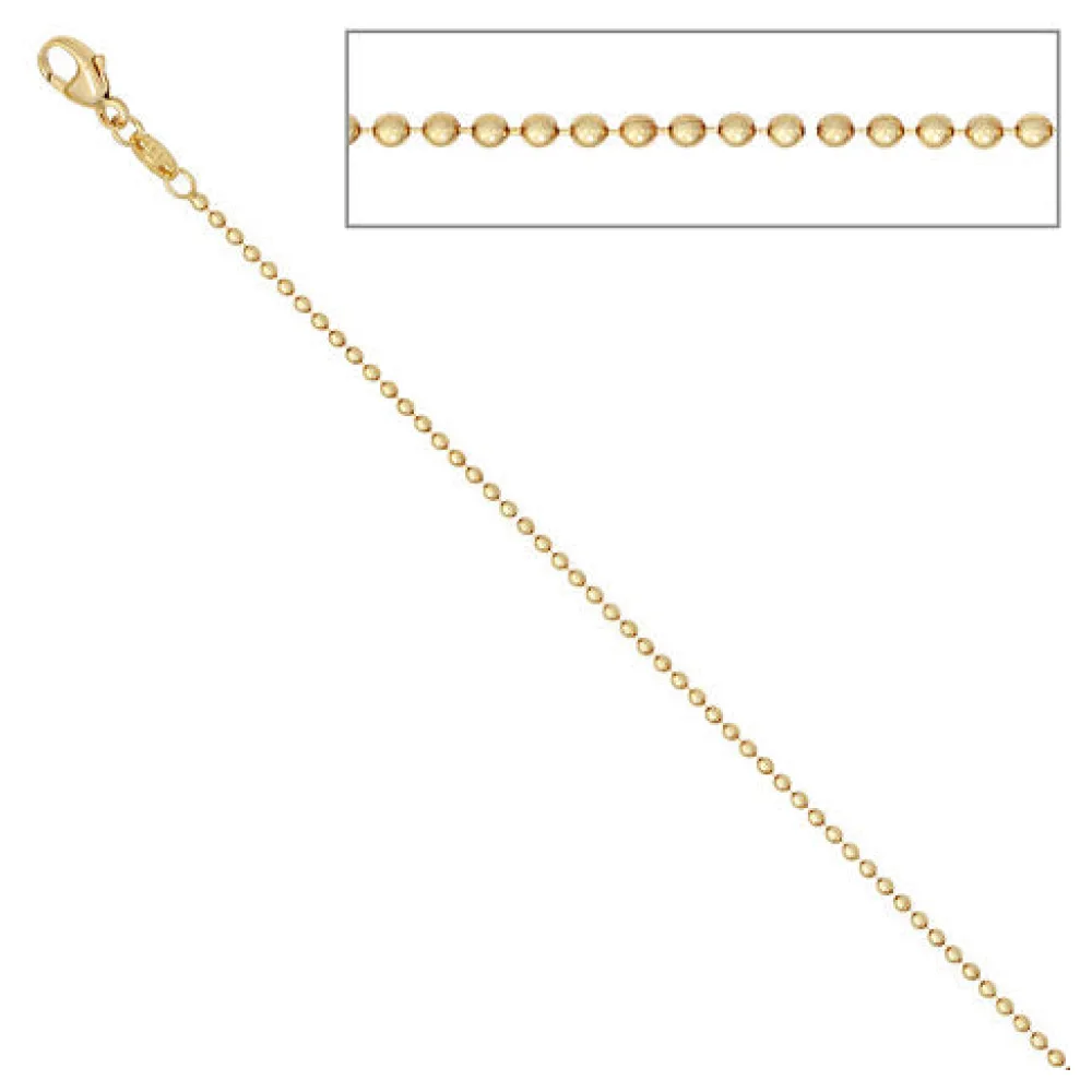 Kugelkette 585 Gelbgold 1 5 mm 42 cm Gold Kette Halskette Goldkette Karabiner