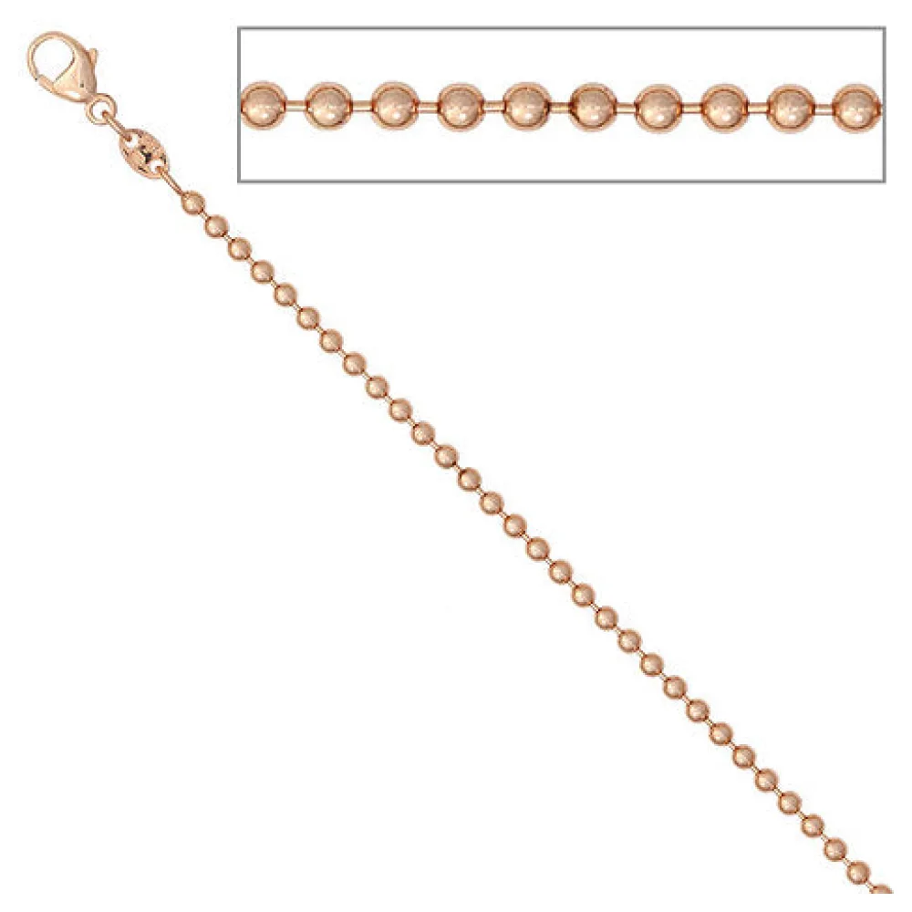 Kugelkette 585 Rotgold 2 0 mm 42 cm Gold Kette Halskette Rotgoldkette Karabiner