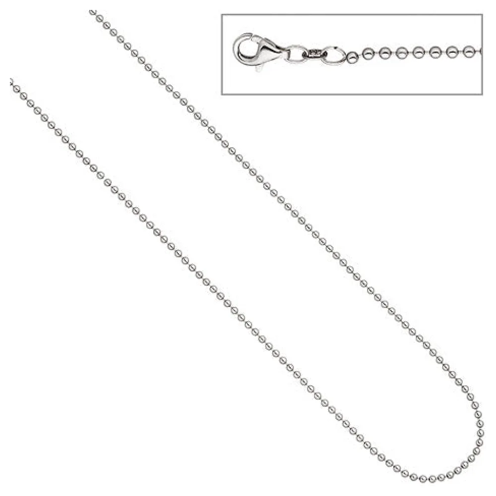 Kugelkette 925 Silber 2 0 mm 45 cm Kette Halskette Silberkette Karabiner