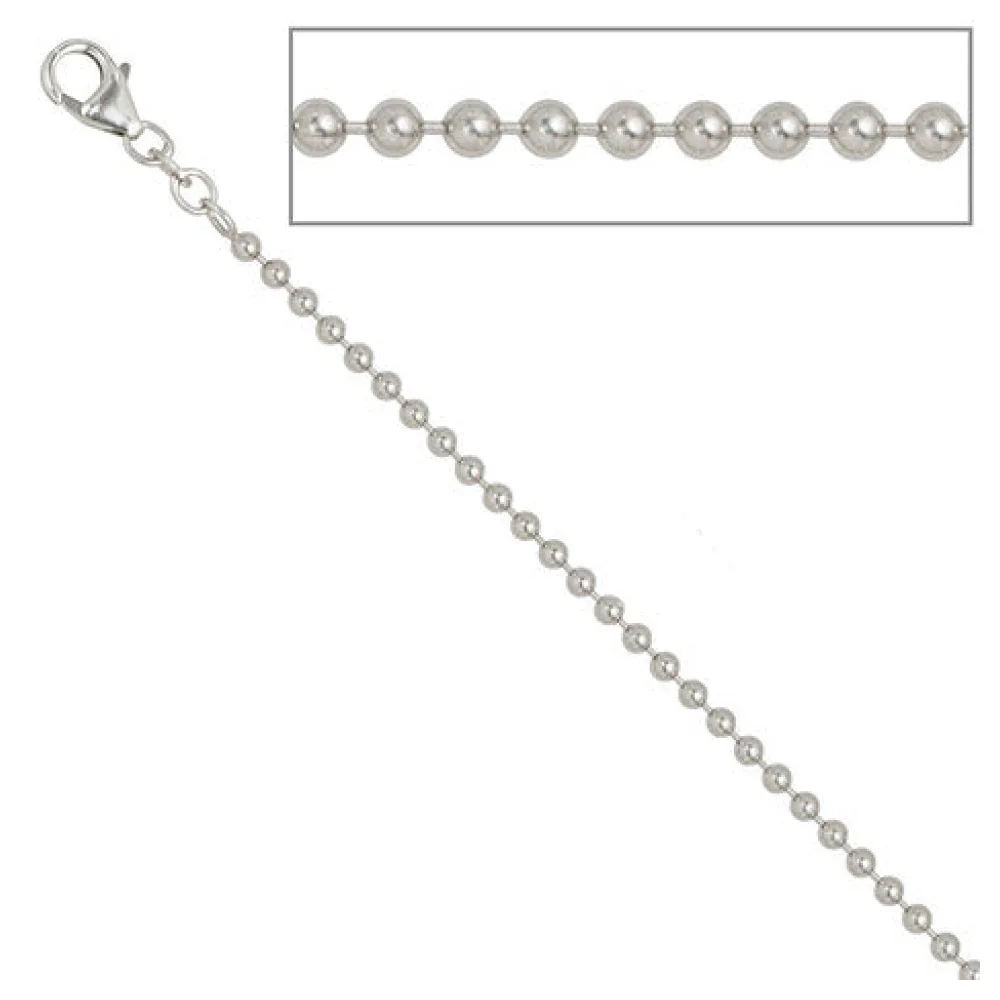 Kugelkette 925 Silber 2 5 mm 45 cm Halskette Kette Silberkette Karabiner