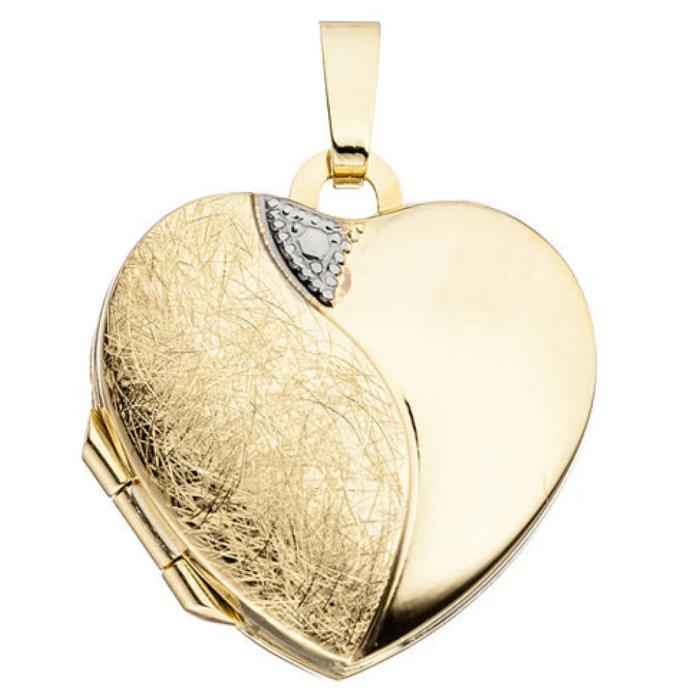 Medaillon Herz 333 Gold Gelbgold eismatt Anhänger zum Öffnen