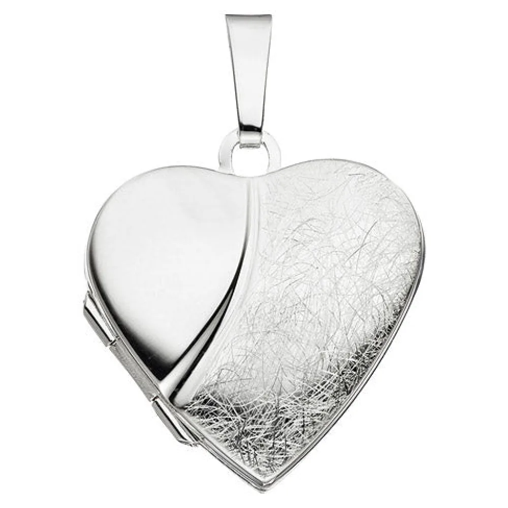 Medaillon Herz 925 Sterling Silber eismatt Anhänger zum Öffnen