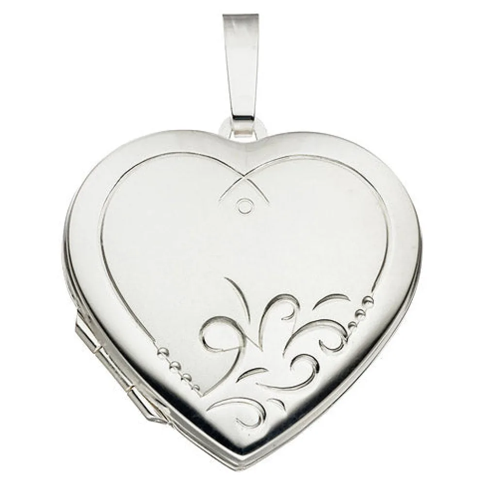 Medaillon Herz 925 Sterling Silber mattiert Anhänger zum Öffnen