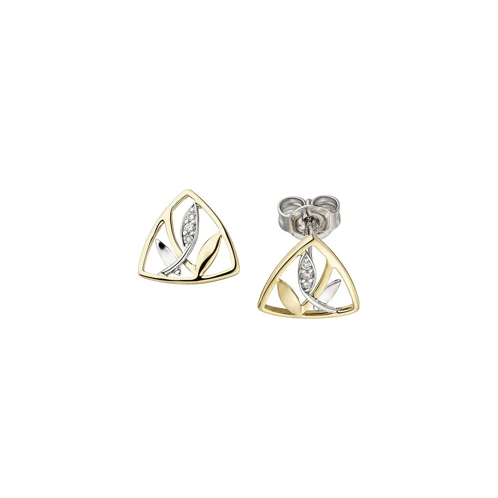 Ohrstecker 585 Gold Gelbgold Weißgold bicolor 6 Diamanten Brillanten Ohrringe