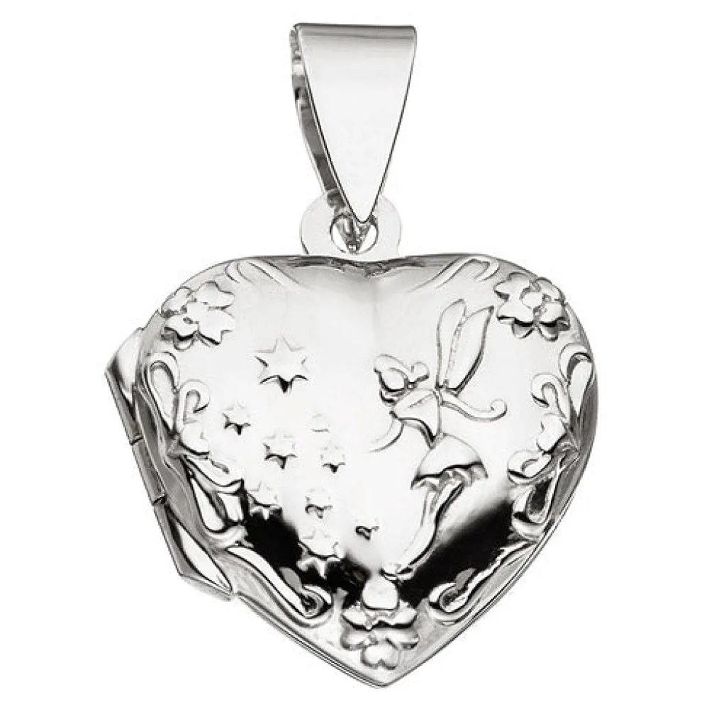 Medaillon Herz für 2 Fotos 925 Sterling Silber Anhänger zum Öffnen