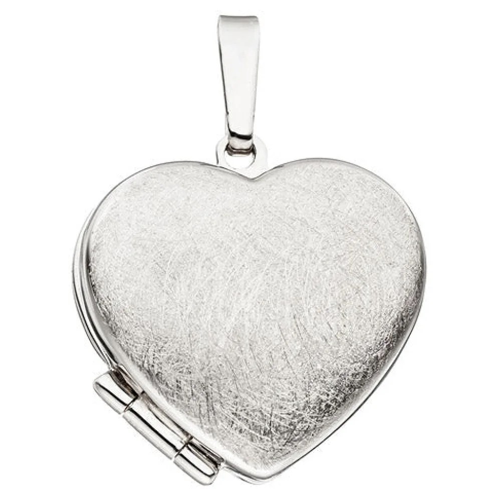 Medaillon Herz für 2 Fotos 925 Sterling Silber eismatt Anhänger zum Öffnen