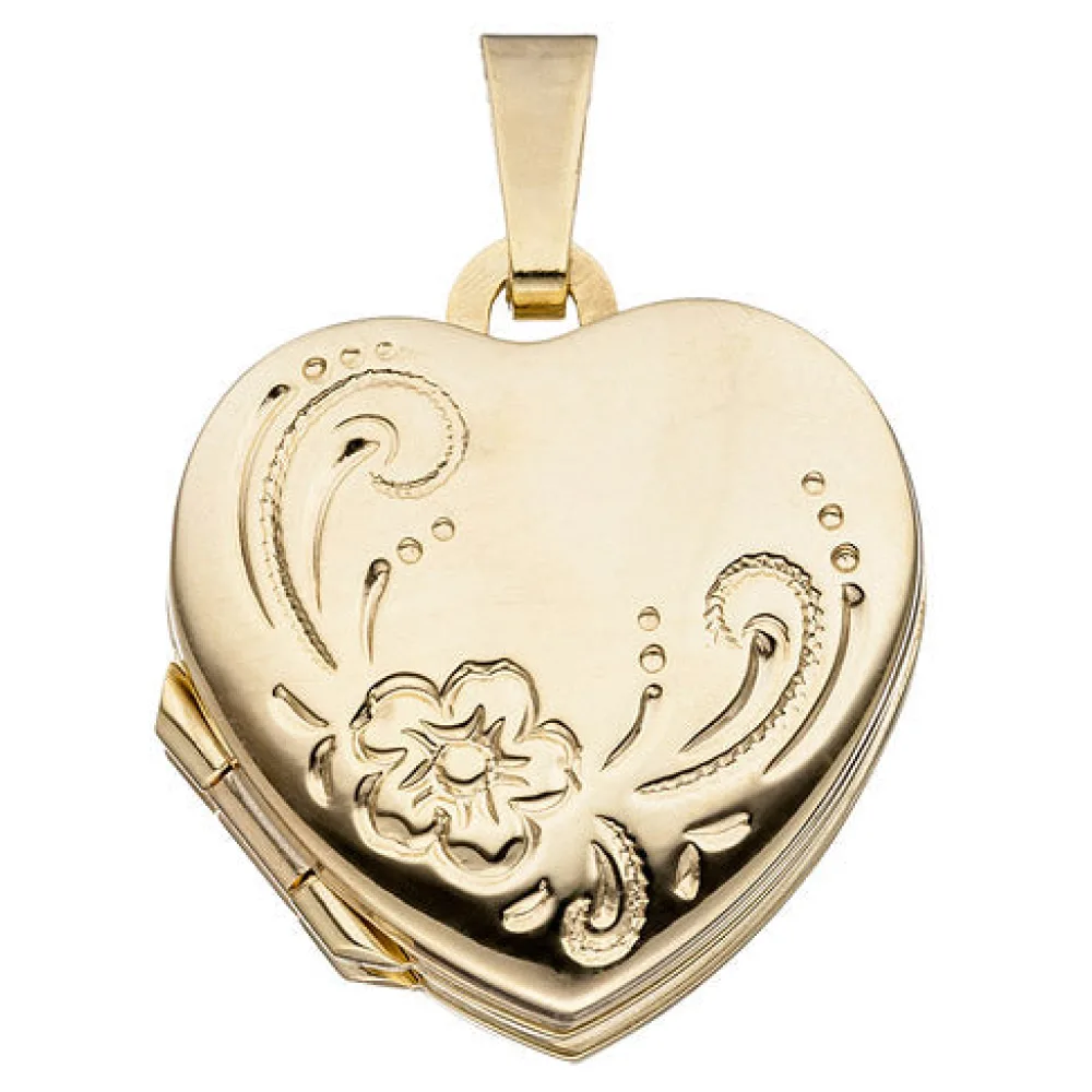 Medaillon Herz für 4 Fotos 333 Gold Gelbgold Herzanhänger Anhänger zum Öffnen