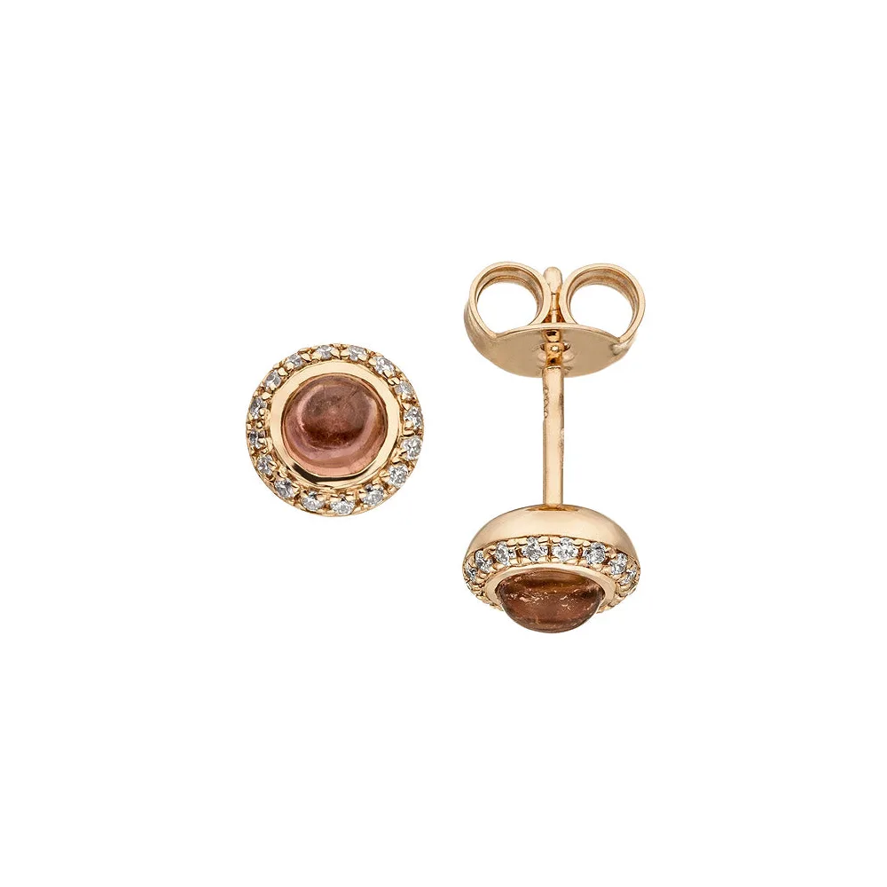 Ohrstecker 585 Gold Rotgold 2 Turmalin Cabochons 32 Diamanten Brillanten