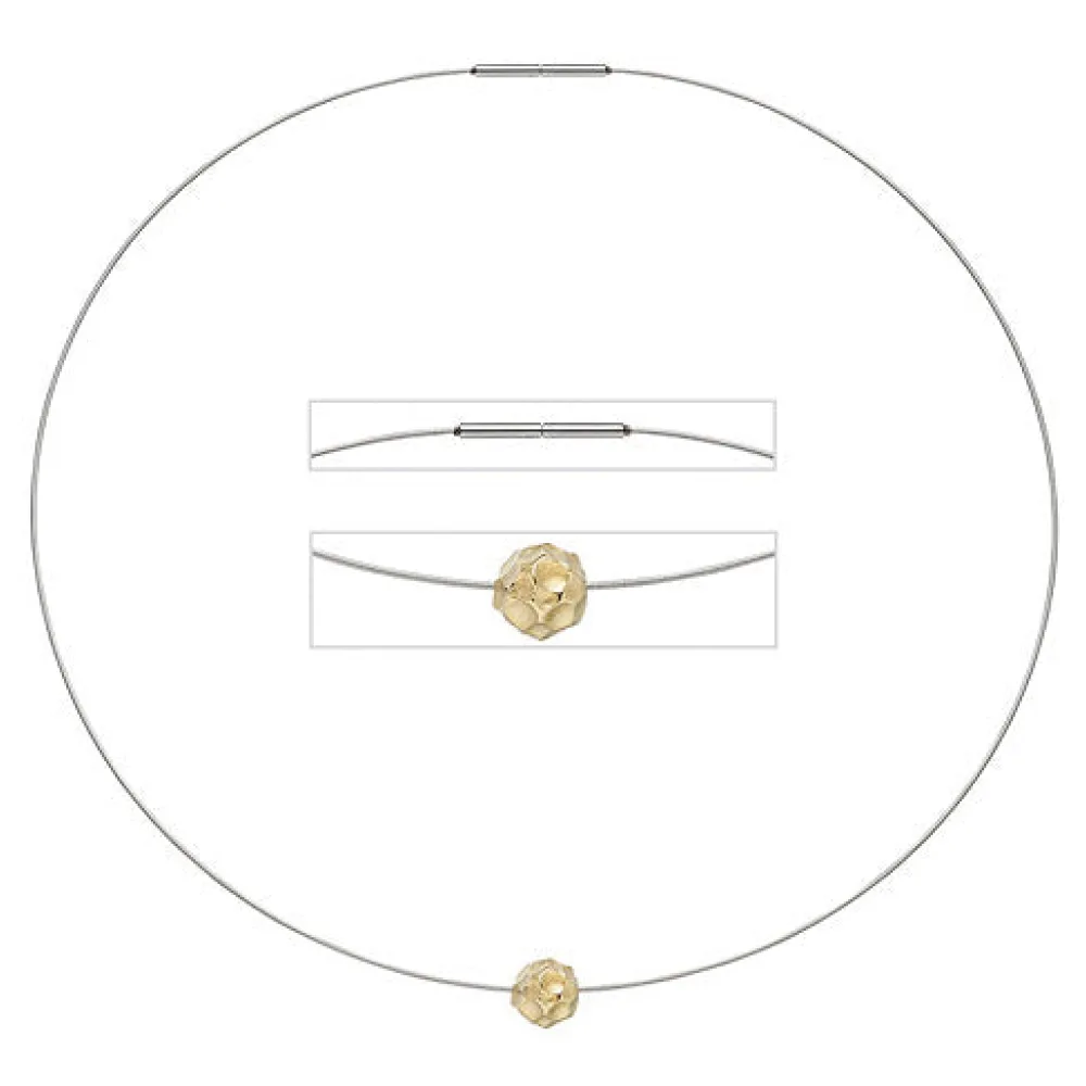 Collier Kette mit Anhänger aus Edelstahl mit 585 Gold kombiniert matt 42 cm