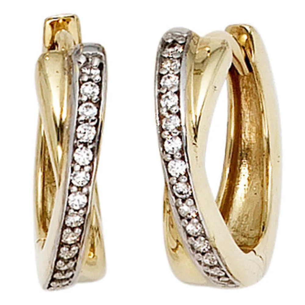 Creolen 333 Gold Gelbgold bicolor 28 Zirkonia Ohrringe Goldohrringe Goldcreolen