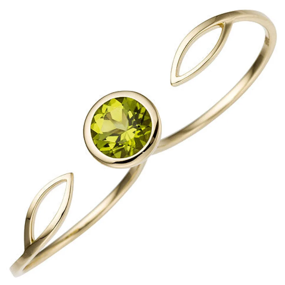 Damen Zweifinger Ring 585 Gold Gelbgold 1 Peridot grün Goldring Zweifingerring-56