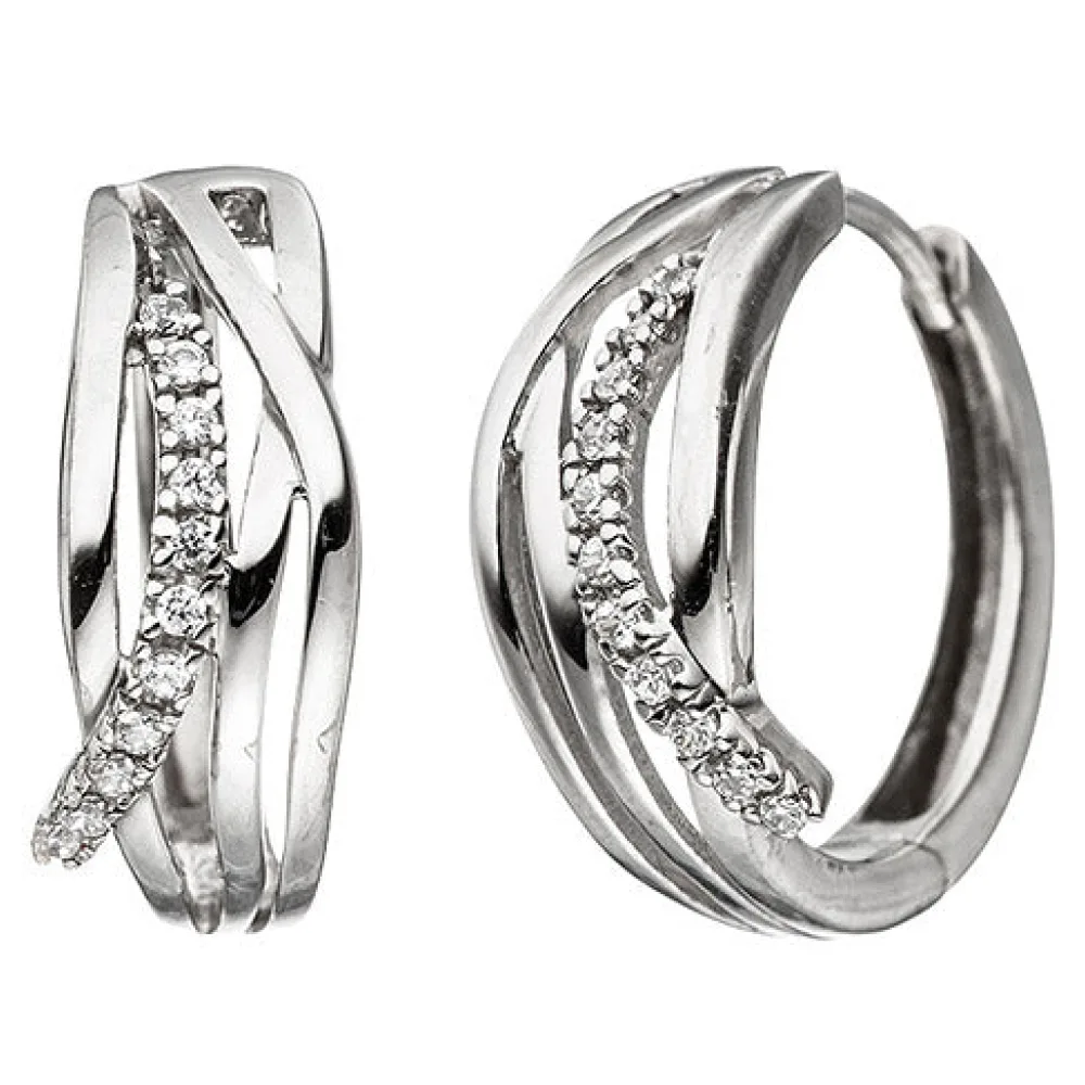 Creolen 333 Gold Weißgold mit Zirkonia Ohrringe Goldohrringe Goldcreolen