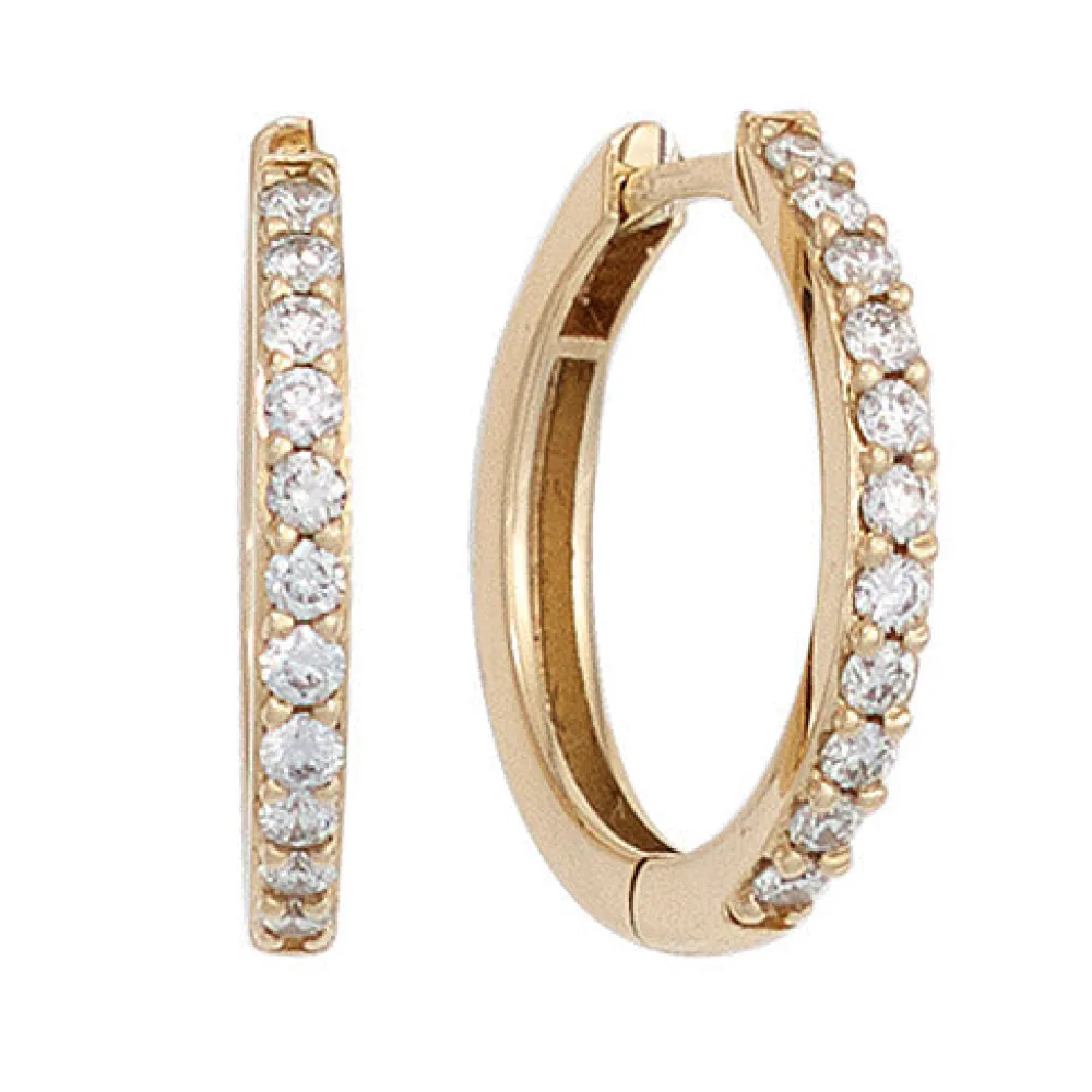 Creolen 585 Gold Gelbgold 22 Diamanten Brillanten Ohrringe Diamantcreolen