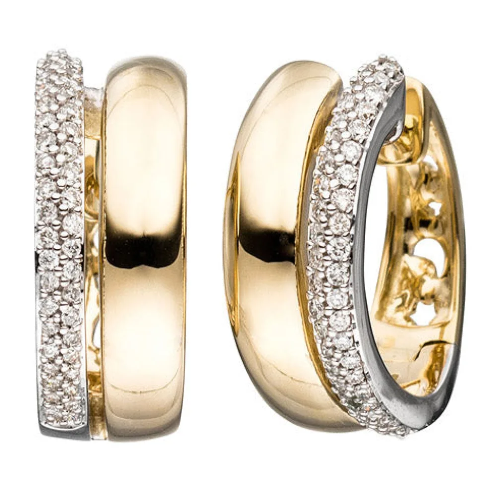 Creolen 585 Gold Gelbgold bicolor 86 Diamanten Brillanten Ohrringe