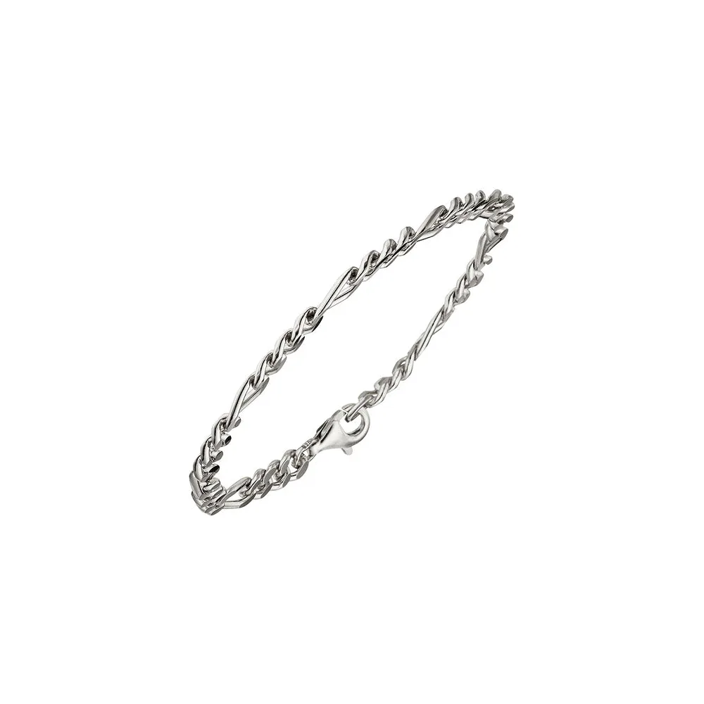 Figaroarmband 925 Sterling Silber diamantiert 21 cm Armband Silberarmband