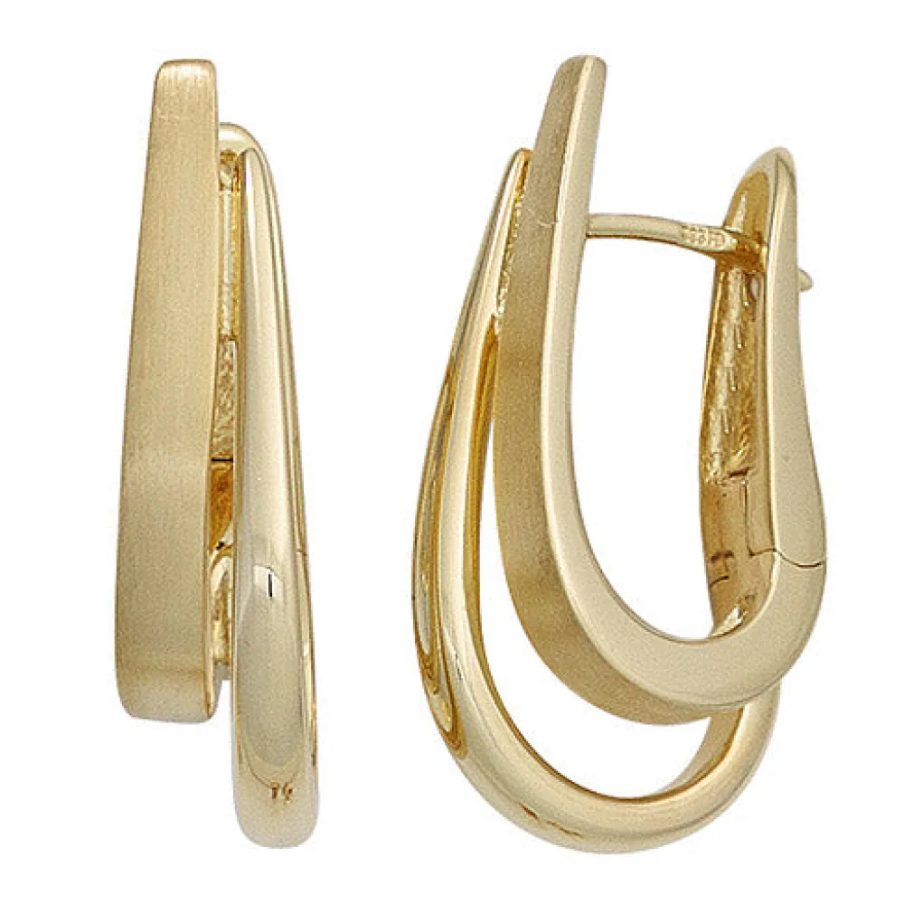 Creolen 585 Gold Gelbgold mattiert Ohrringe Goldohrringe Goldcreolen