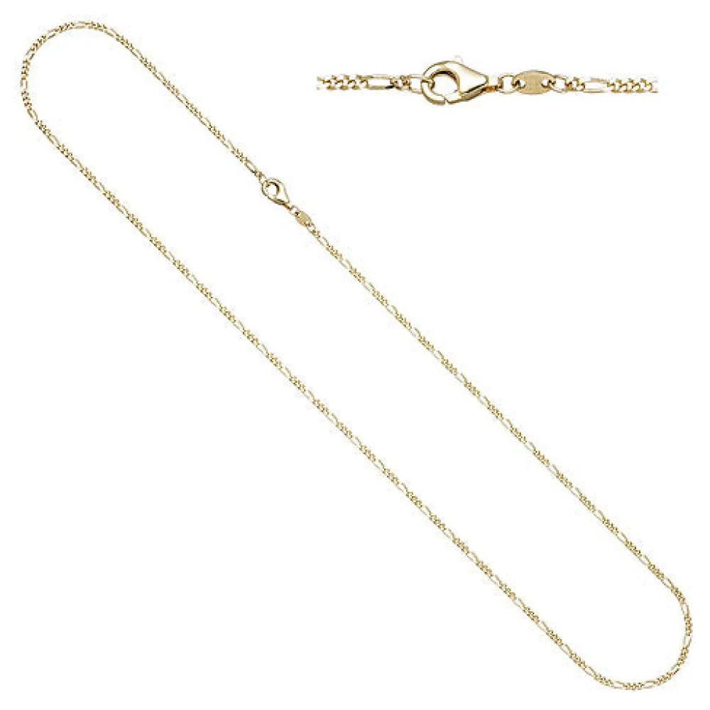 Figarokette 585 Gold Gelbgold diamantiert 1 7 mm 45 cm Kette Halskette Goldkette