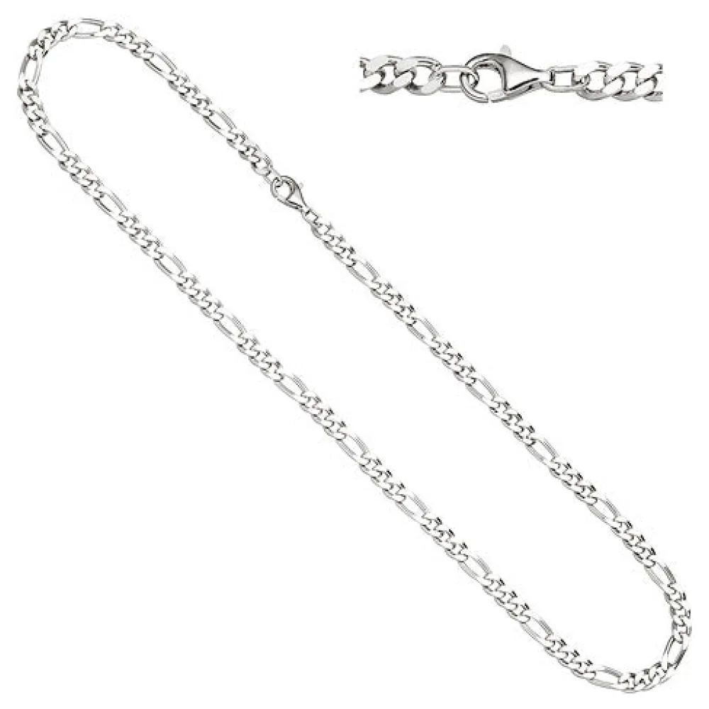 Figarokette 925 Silber diamantiert 50 cm Kette Halskette Silberkette Karabiner