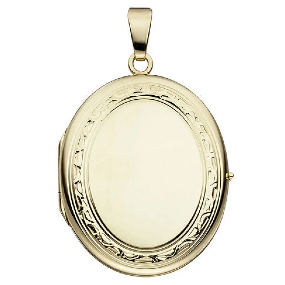 Medaillon oval 585 Gold Gelbgold Anhänger zum Öffnen