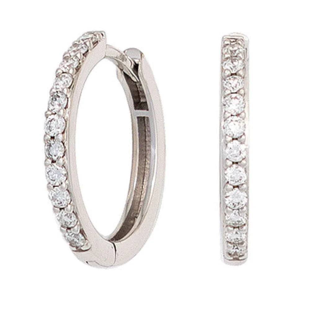 Creolen 585 Gold Weißgold 22 Diamanten Brillanten Ohrringe Diamantcreolen