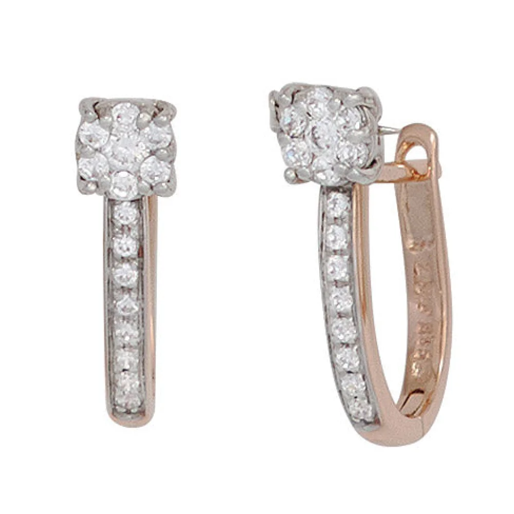 Creolen 585 Rotgold Weißgold bicolor 30 Diamanten Brillanten Ohrringe