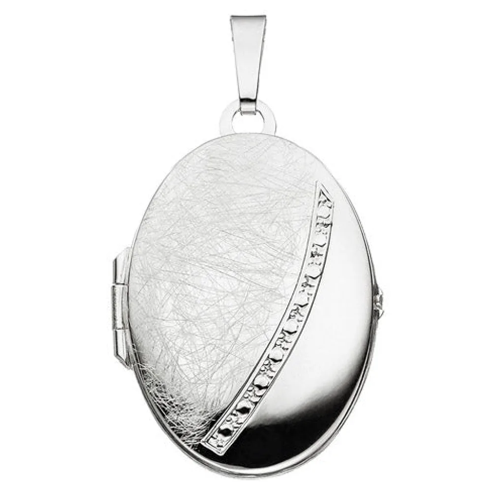 Medaillon oval 925 Sterling Silber eismatt Anhänger zum Öffnen
