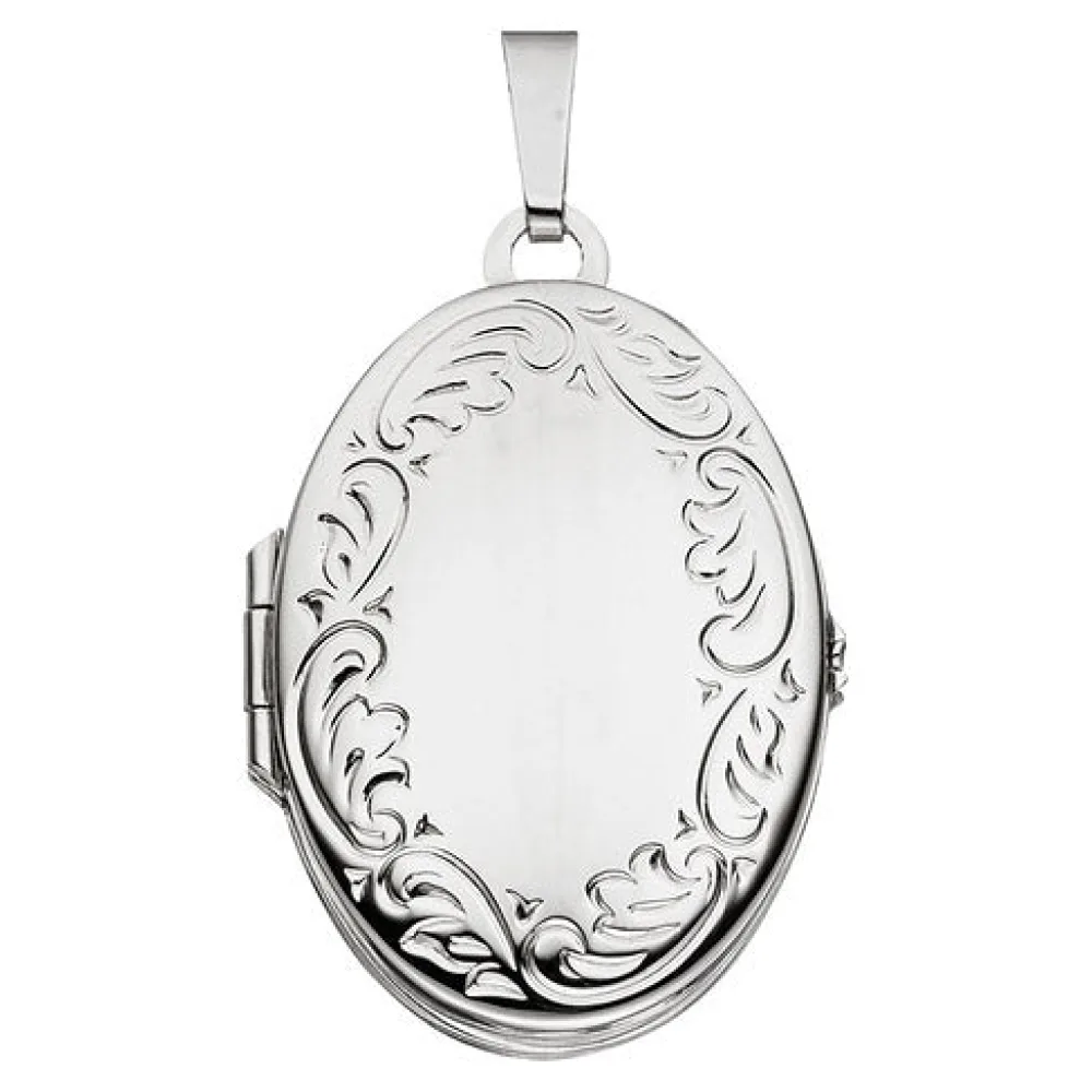 Medaillon oval 925 Sterling Silber rhodiniert Anhänger zum Öffnen