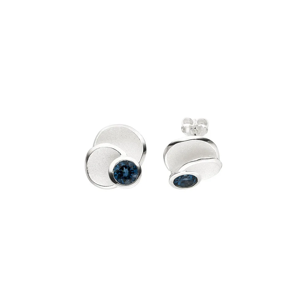 Ohrstecker 925 Sterling Silber 2 Blautopase hellblau blau Ohrringe
