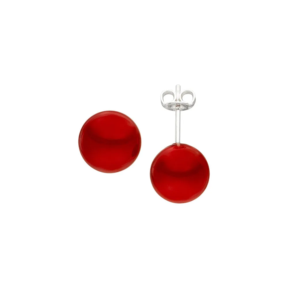 Ohrstecker 925 Sterling Silber 2 Muschelkern Perlen rot 10 mm Perlenohrstecker