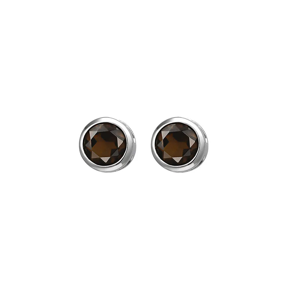 Ohrstecker 925 Sterling Silber 2 Rauchquarze Ohrringe