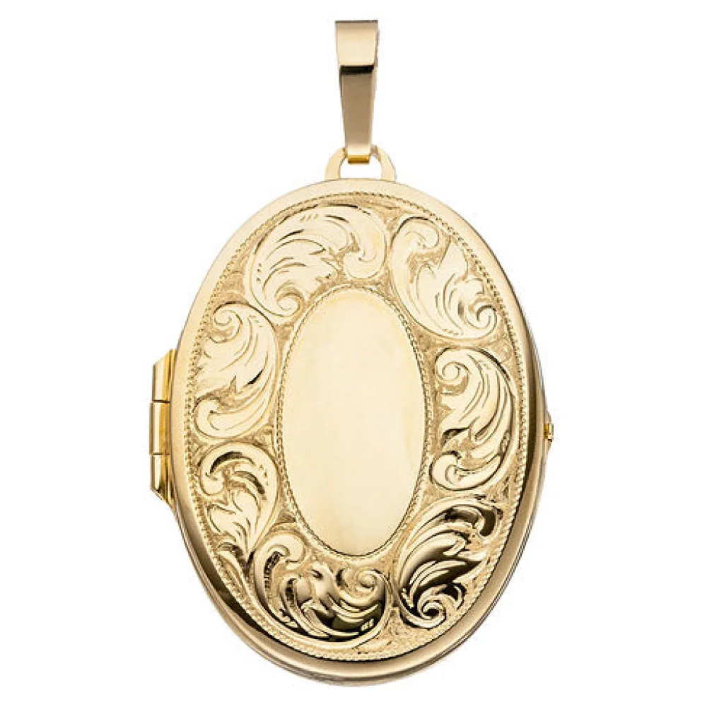 Medaillon oval für 2 Fotos 925 Silber gold vergoldet Anhänger zum Öffnen